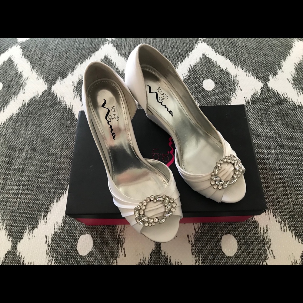 Beautiful white wedding wedges